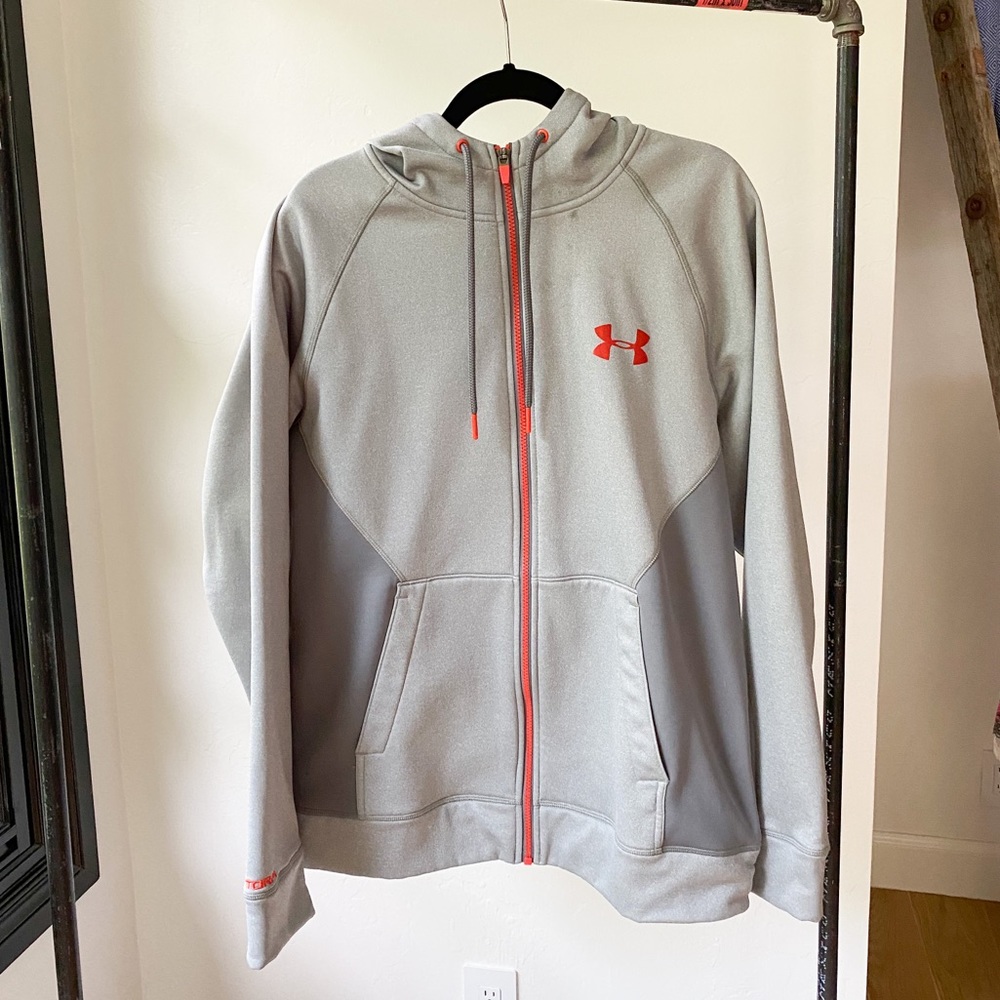UNDERARMOUR grey & orange storm hoodie sweatshirt